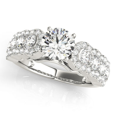 Three Row Round Diamond Engagement Mounting