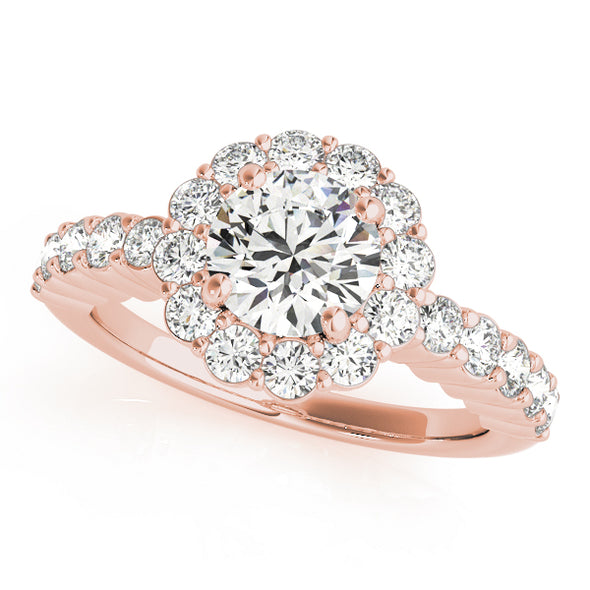 Flower Design Diamond Halo Engagement Mounting