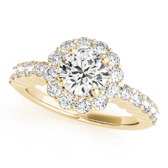 Flower Design Diamond Halo Engagement Mounting
