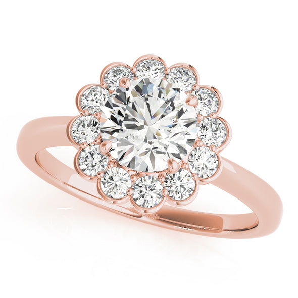 Flower Design Diamond Halo Engagement Mounting