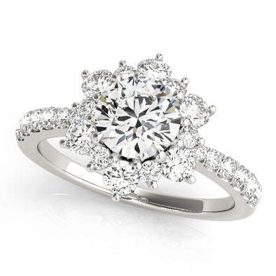 Diamond Flower Design Halo Engagement Mounting