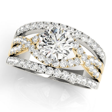 Diamond Wide Engagement Mounting with Interior Cross-Over Design