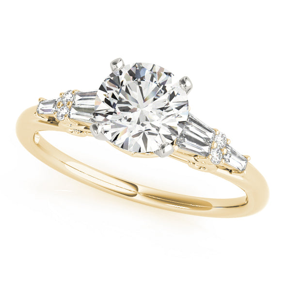 Tapered Baguette and Round Diamond Engagement Mounting