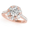 Round Diamond Halo and Diamond Shank Engagement Mounting