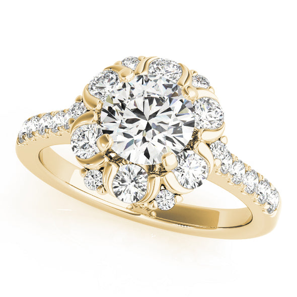 Round Diamond Halo and Diamond Shank Engagement Mounting