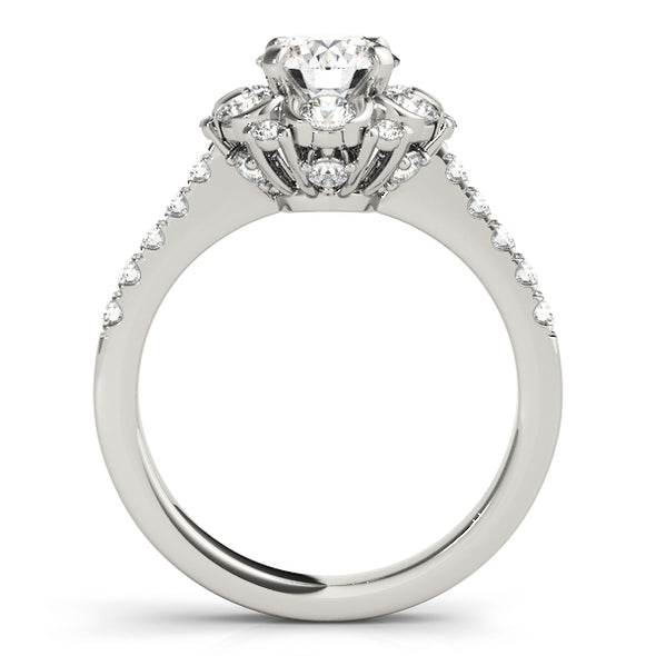 Round Diamond Halo and Diamond Shank Engagement Mounting