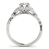 Cushion Cut Diamond Halo Engagement Mounting with Side Diamond Detail