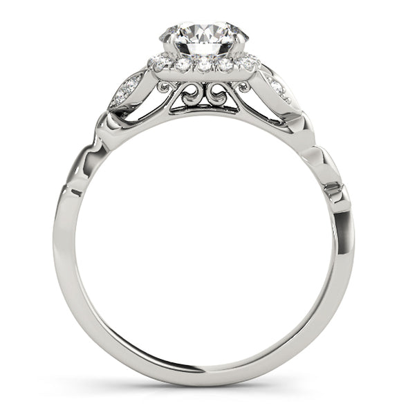 Cushion Cut Diamond Halo Engagement Mounting with Side Diamond Detail