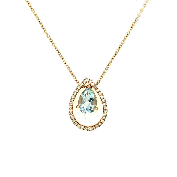 Pear Aquamarine and Diamond Pendant