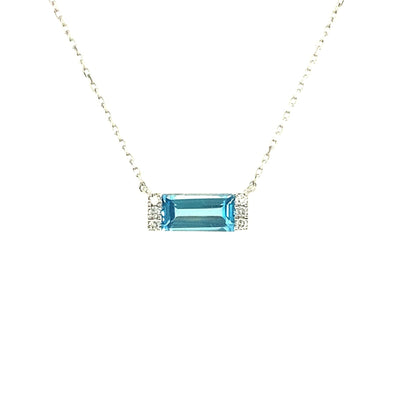 Blue Topaz and Diamond Accented Necklace