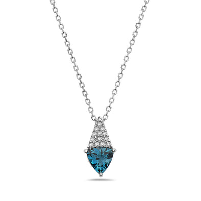 Contemporary Style London Blue Topaz and Diamond Pendant