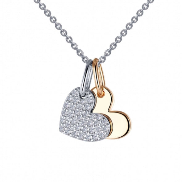 Simulated Diamond Double Heart Pendant by LaFonn - Sterling Silver