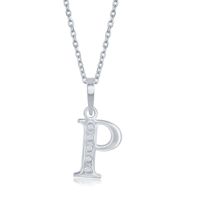 "P" Initial Pendant with Diamond Detail
