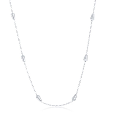 Bullet Bead Design Necklace - Sterling Silver and Rhodium Plate