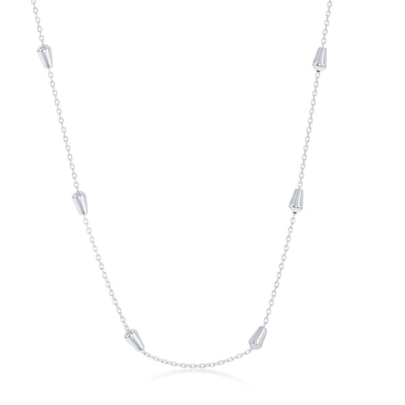 Bullet Bead Design Necklace - Sterling Silver and Rhodium Plate