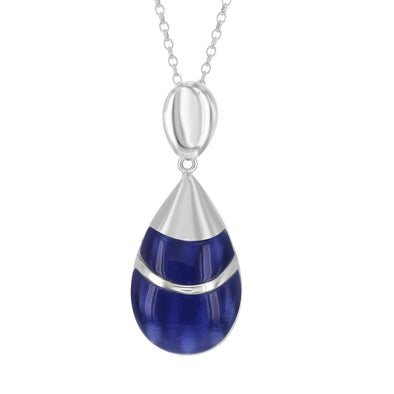 Blue Created Cat's Eye Teardrop Pendant