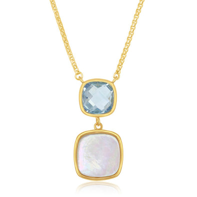 Blue Topaz and Mother of Pearl Pendant
