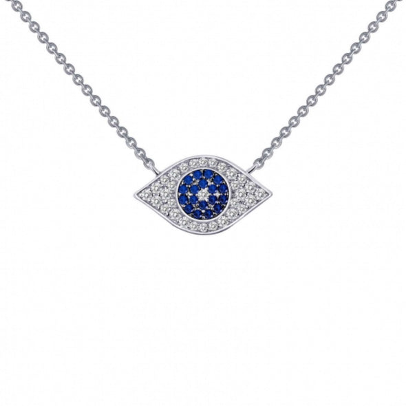 Simulated Diamond Evil Eye Necklace by LaFonn - Sterling Silver