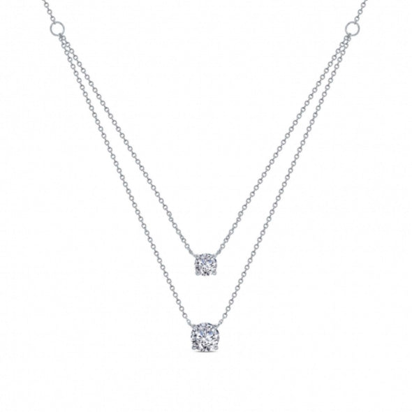Double Strand Simulated Diamond Necklace by LaFonn - Sterling Silver