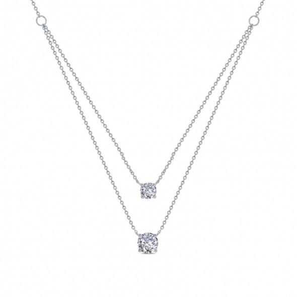 Double Strand Simulated Diamond Necklace by LaFonn - Sterling Silver