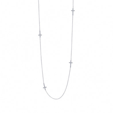 Simulated Diamond Cross Accented Necklace by LaFonn - Sterling Silver