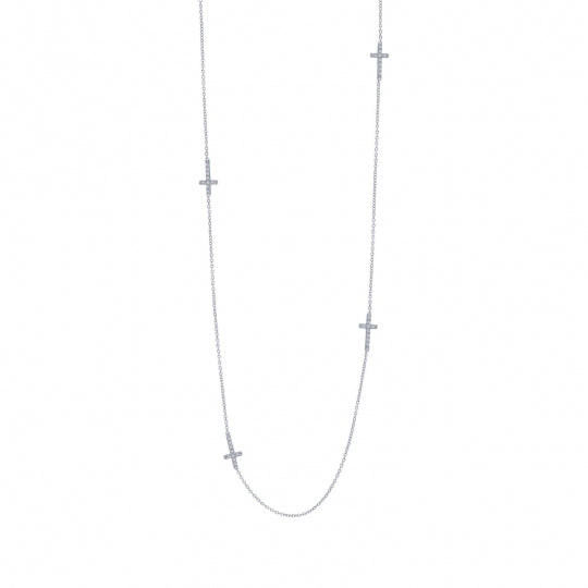 Simulated Diamond Cross Accented Necklace by LaFonn - Sterling Silver