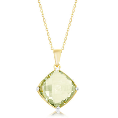 Checkerboard Green Amethyst Pendant