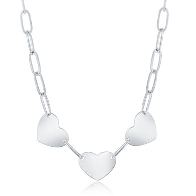 Triple Heart Paperclip Necklace