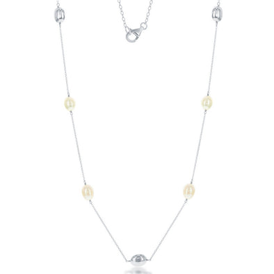 Gray and White Freshwater Pearl  Necklace