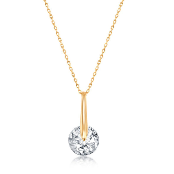 Round Cubic Zirconia Solitaire Pendant