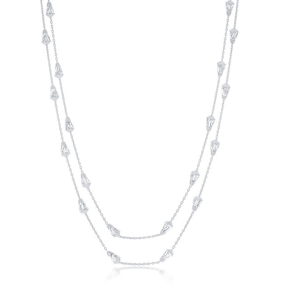 Diamond Cut Cone Shaped Bead Necklace - Sterling Silver