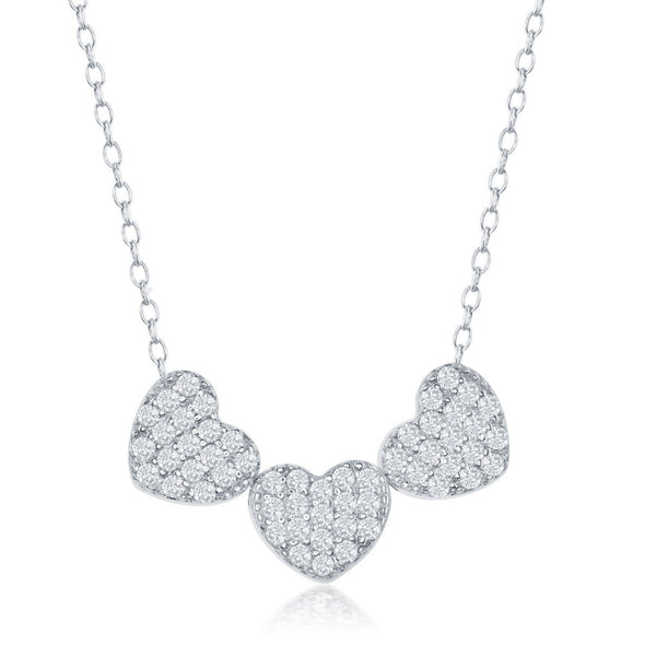 Cubic Zirconia Triple Heart Design Necklace