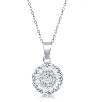 Cubic Zirconia Flower Design Pendant