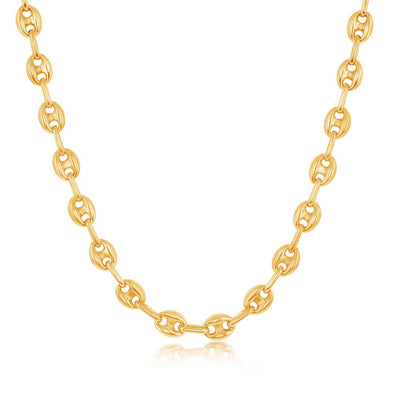 Etched Detail Mariner Style Necklace - Sterling Silver and Gold Plate