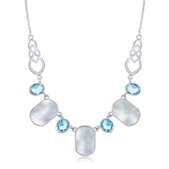 Blue Topaz and Mother of Pearl Dangle Necklace
