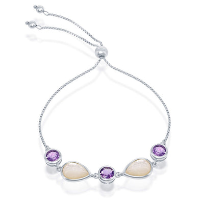 Amethyst and Mother of Pearl Bolo Bracelet