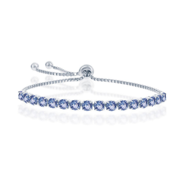 Light Blue "December" Swarovski Elements Bolo Bracelet - Sterling Silver