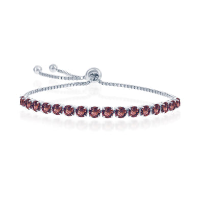 Garnet "January" Swarovski Element Bolo Bracelet - Sterling Silver