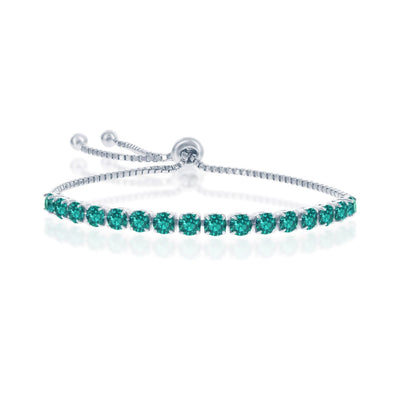 Emerald "May" Swarovski Element Bolo Bracelet - Sterling Silver