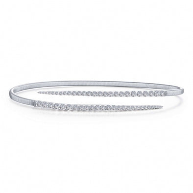 Bypass Design Simulated Diamond Cuff Bracelet by LaFonn - Sterling Silver
