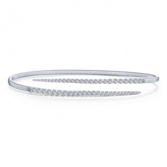 Bypass Design Simulated Diamond Cuff Bracelet by LaFonn - Sterling Silver