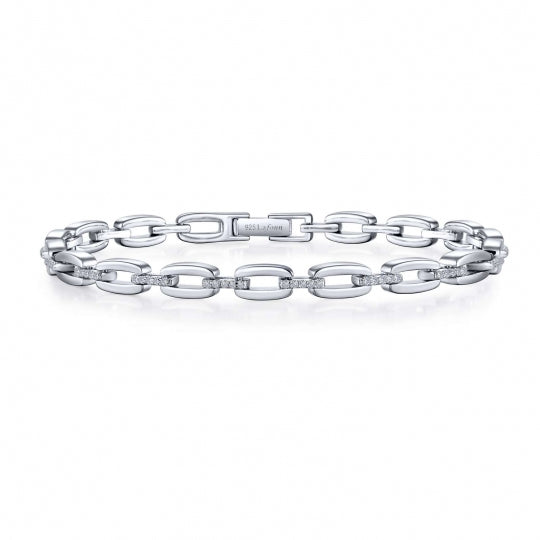 Simulated Diamond Accented Link Bracelet by LaFonn - Sterling Silver