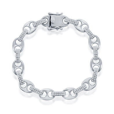 Cubic Zirconia Accented Mariner Link Style Bracelet
