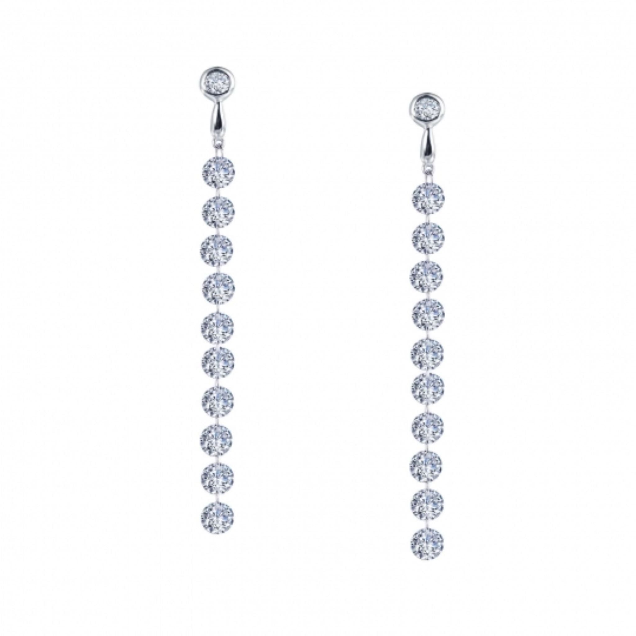Diamond silver drop earrings Clearance