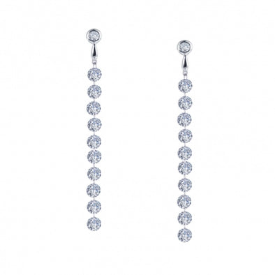 Long Simulated Diamond Dangle Earrings by LaFonn - Sterling Silver