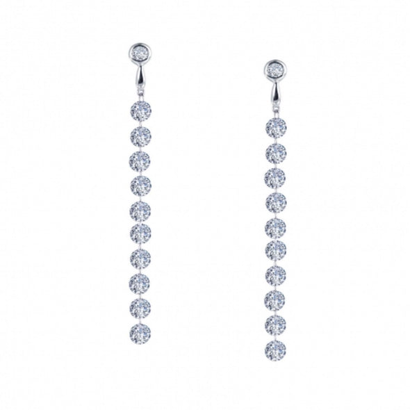 Long Simulated Diamond Dangle Earrings by LaFonn - Sterling Silver