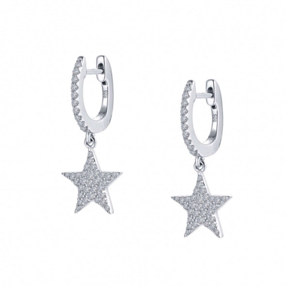 Simulated Diamond Star Dangle Design Earrings by LaFonn