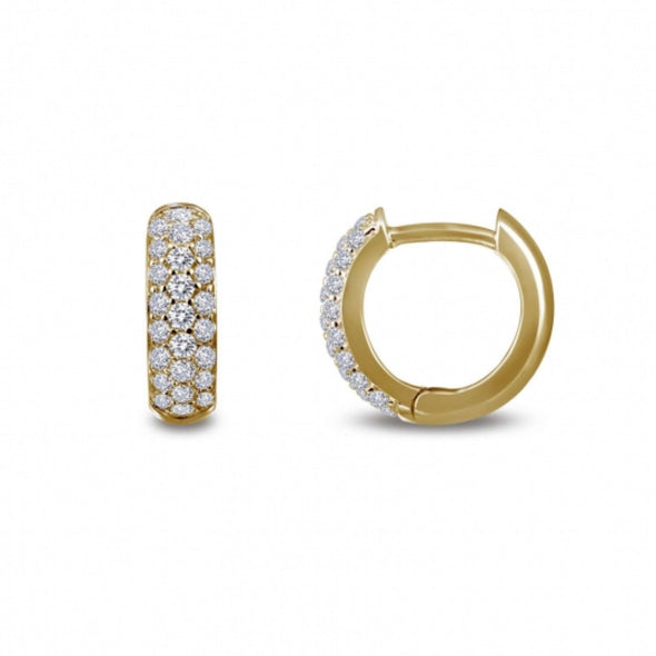 Simulated Diamond Huggie Earrings by LaFonn - Sterling Silver and Gold Plate