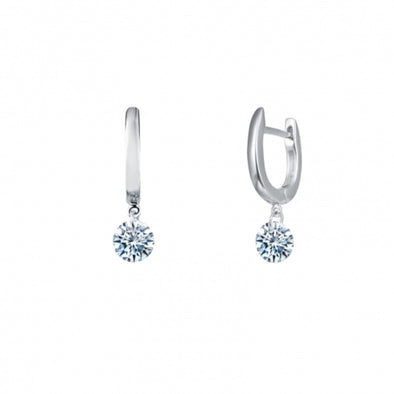 Simulated Diamond Drop Huggie Earrings by LaFonn - Sterling Silver