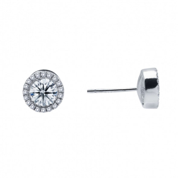 1.22 Carat t.w. Simulated Diamond Halo Stud Earrings by LaFonn - Sterling Silver